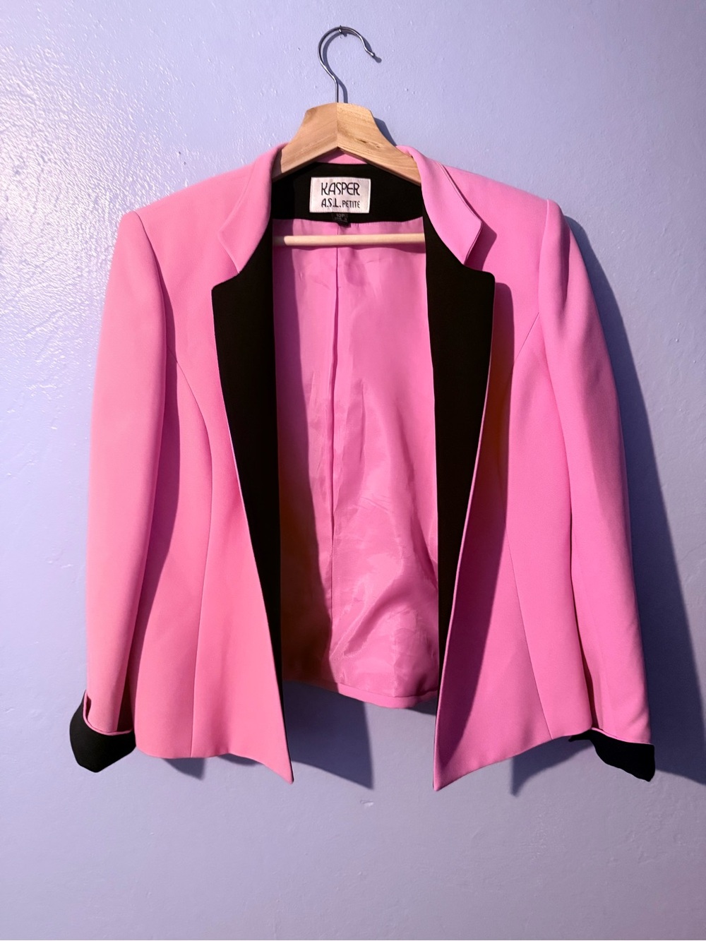 Kasper Pink Blazer with Black Trim Accents